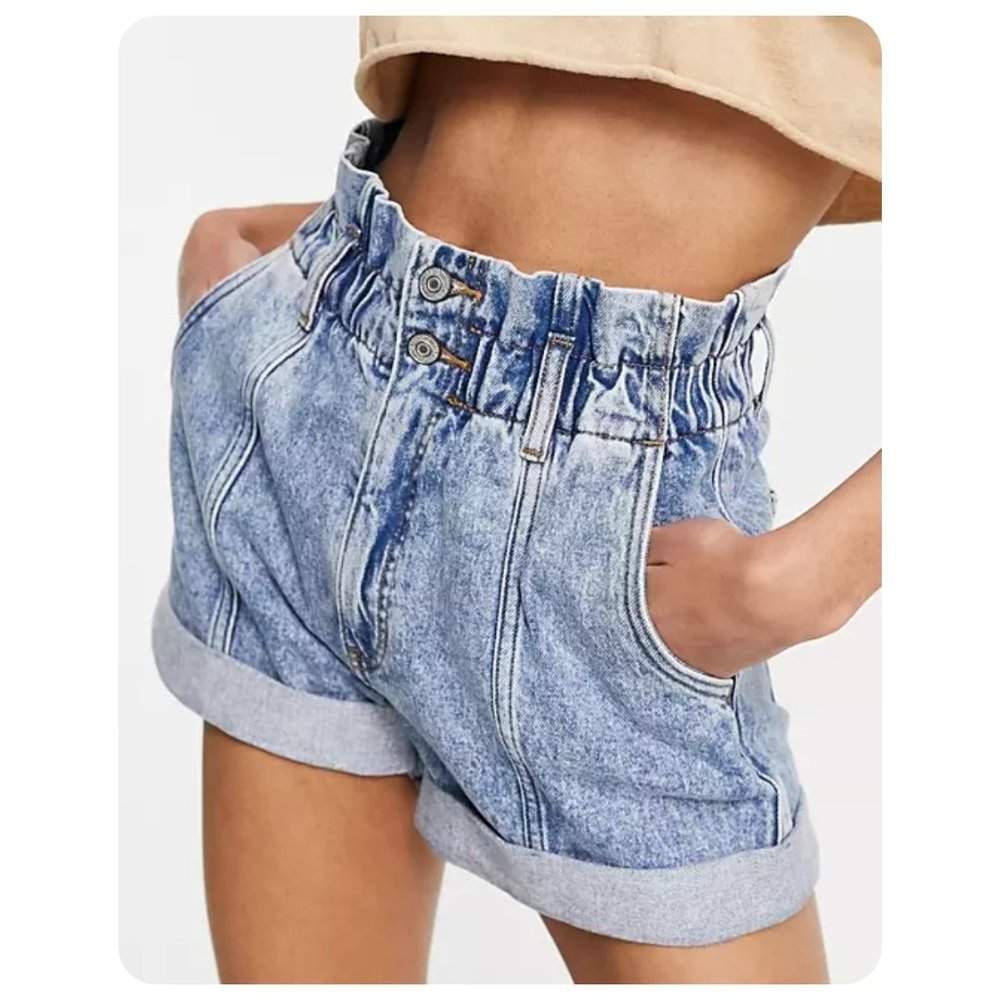 Abercrombie & Fitch The ‘80s Mom Denim Paperbag Short Ultra High Rise